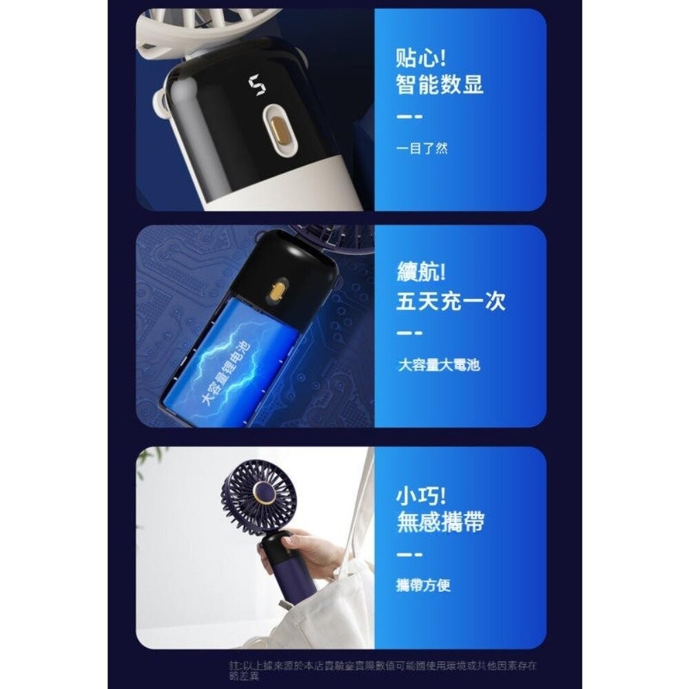 【實體店+發票】新款手持摺疊掛脖風扇 小風扇 數顯螢幕 掛脖 折疊 usb充電 送禮-細節圖9