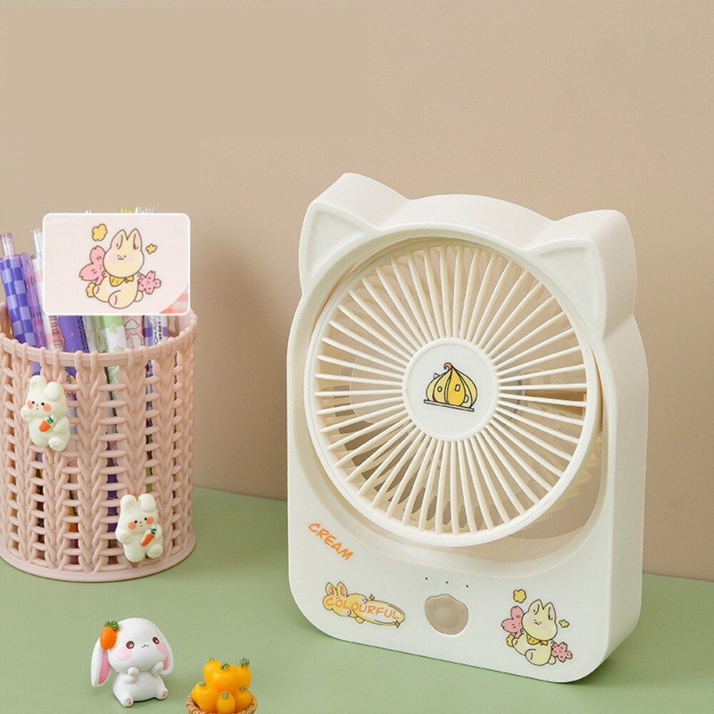 超薄充電風扇-米色