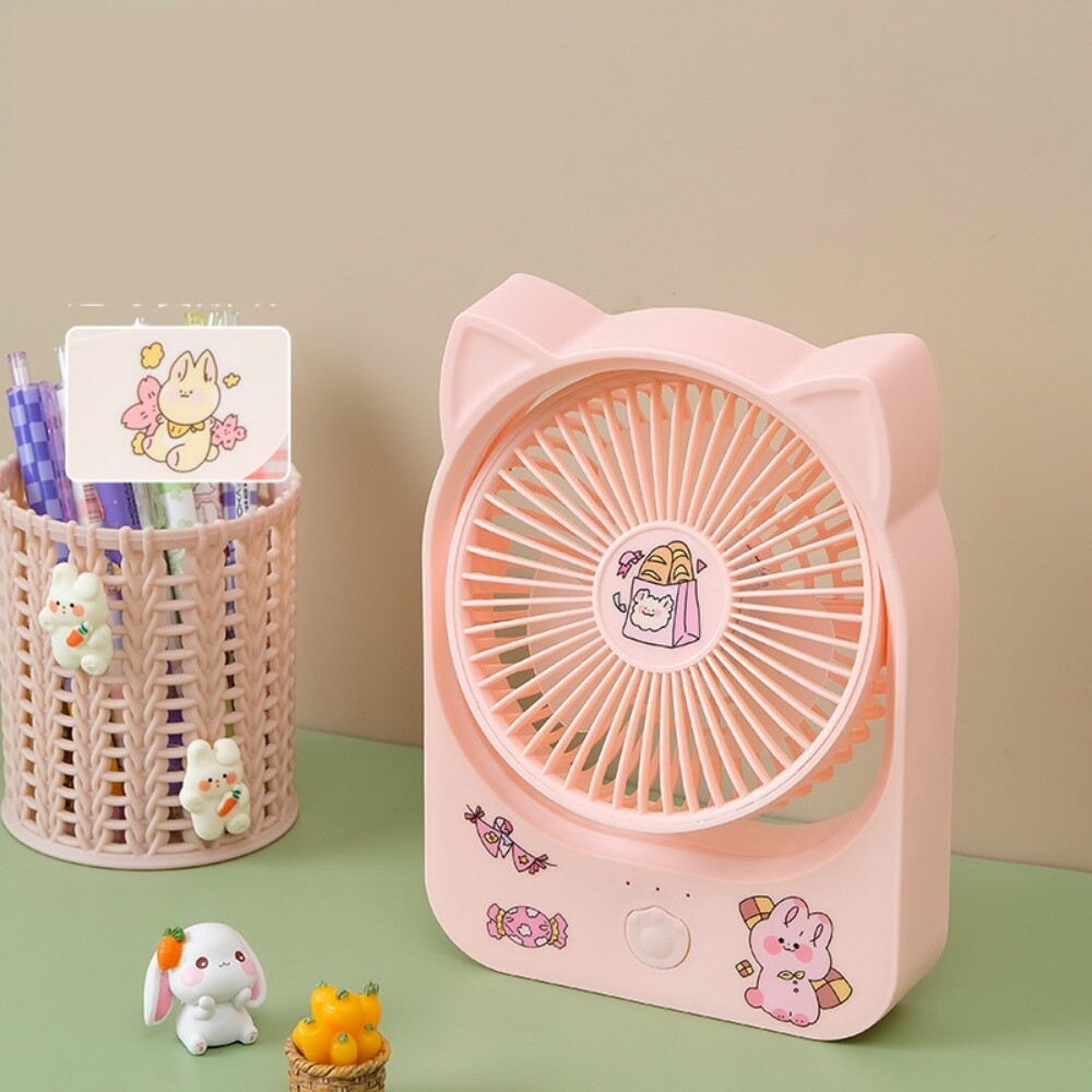 超薄充電風扇-粉色