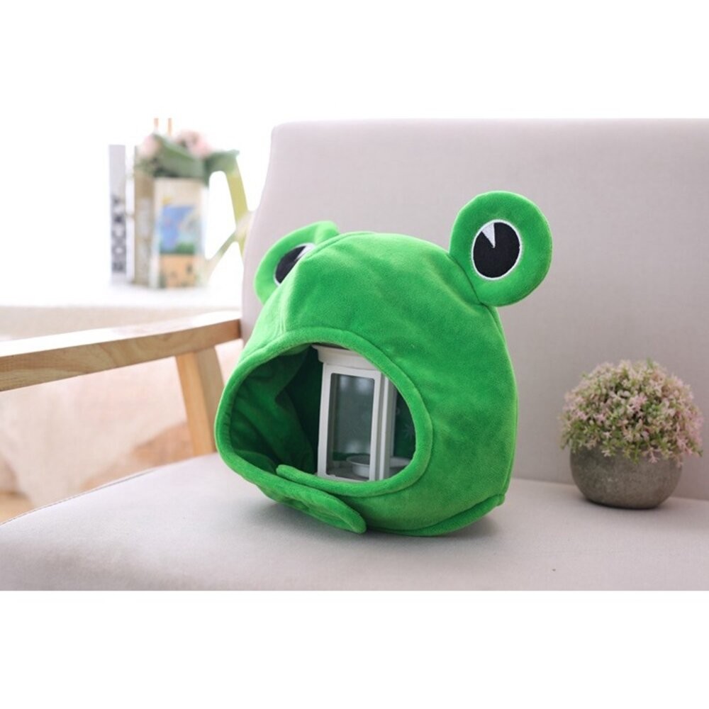 【實體店+發票】大眼青蛙頭套帽子 絨布頭套 卡通帽子 可愛 呆萌 網紅拍照專用 萬聖節 派對 交換禮物 送禮-細節圖5