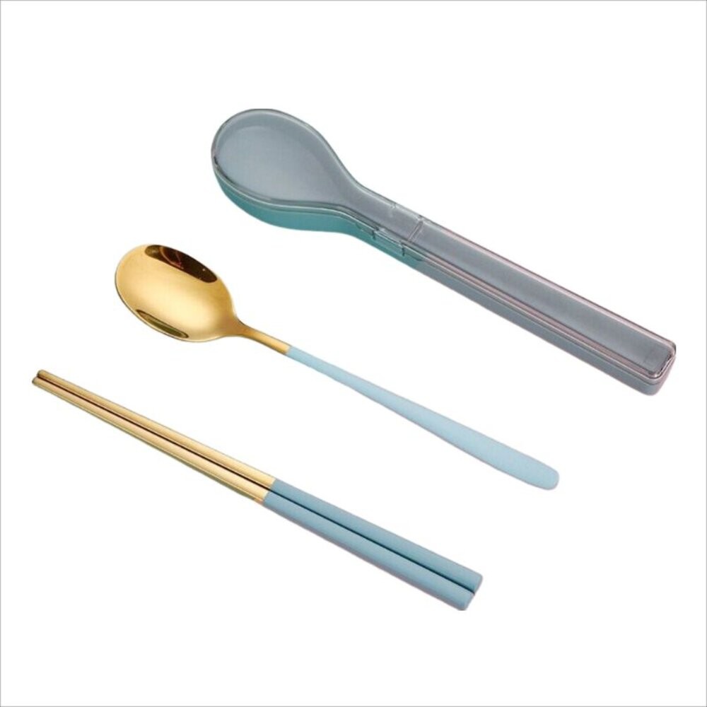 【實體店+發票】簡約不銹鋼隨身餐具組 創意餐具組 便攜式餐具組 湯匙筷子餐具組 旅行餐具組 禮物 送禮-細節圖2