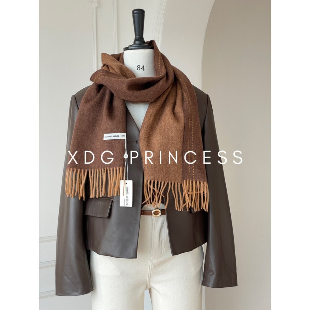 【實體店+發票】雙面純羊毛圍巾 100%澳洲羊毛 日系圍脖 純色流蘇窄版披肩 送禮情侶百搭 送禮-細節圖10