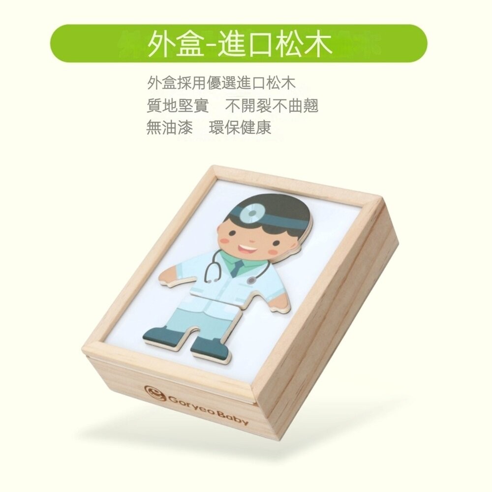 【實體店+發票】兒童磁性換衣益智拼圖 職業拼圖 益智立體拼圖 積木拼圖 木製玩具 送禮-細節圖3