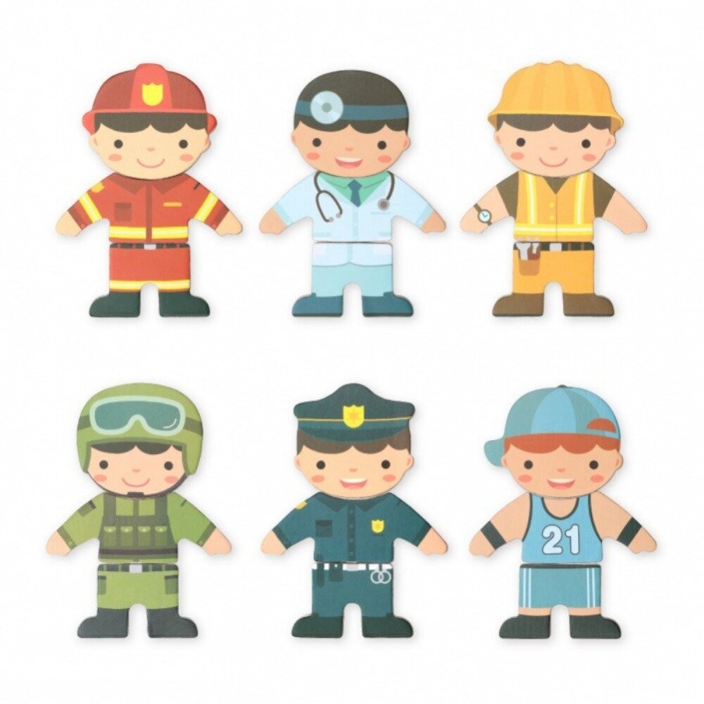 【實體店+發票】兒童磁性換衣益智拼圖 職業拼圖 益智立體拼圖 積木拼圖 木製玩具 送禮-細節圖6