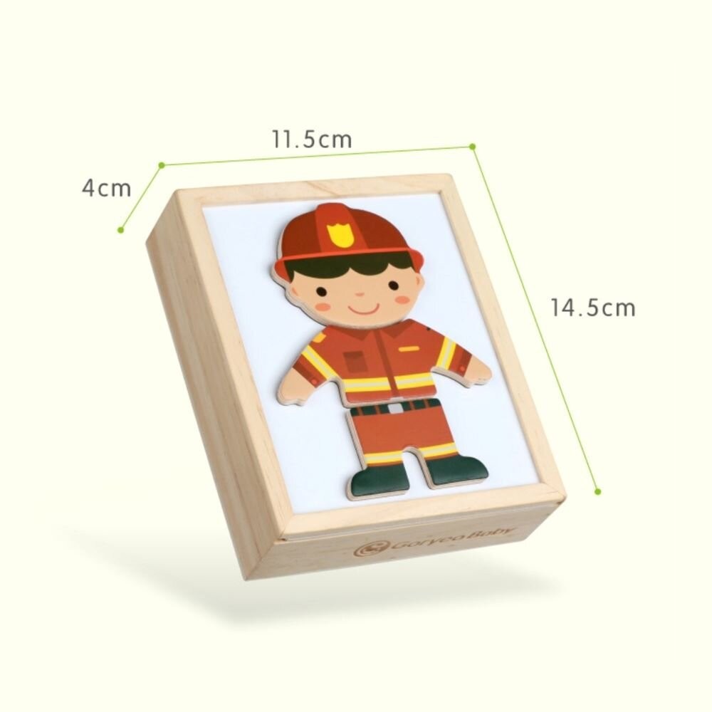 【實體店+發票】兒童磁性換衣益智拼圖 職業拼圖 益智立體拼圖 積木拼圖 木製玩具 送禮-細節圖8