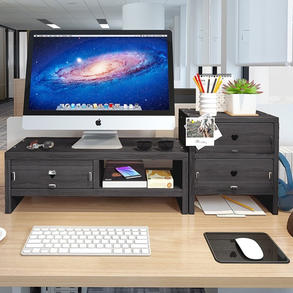 【實體店+發票】木製電腦增高架 螢幕增高收納架 電腦螢幕增高架木頭 送禮-細節圖3