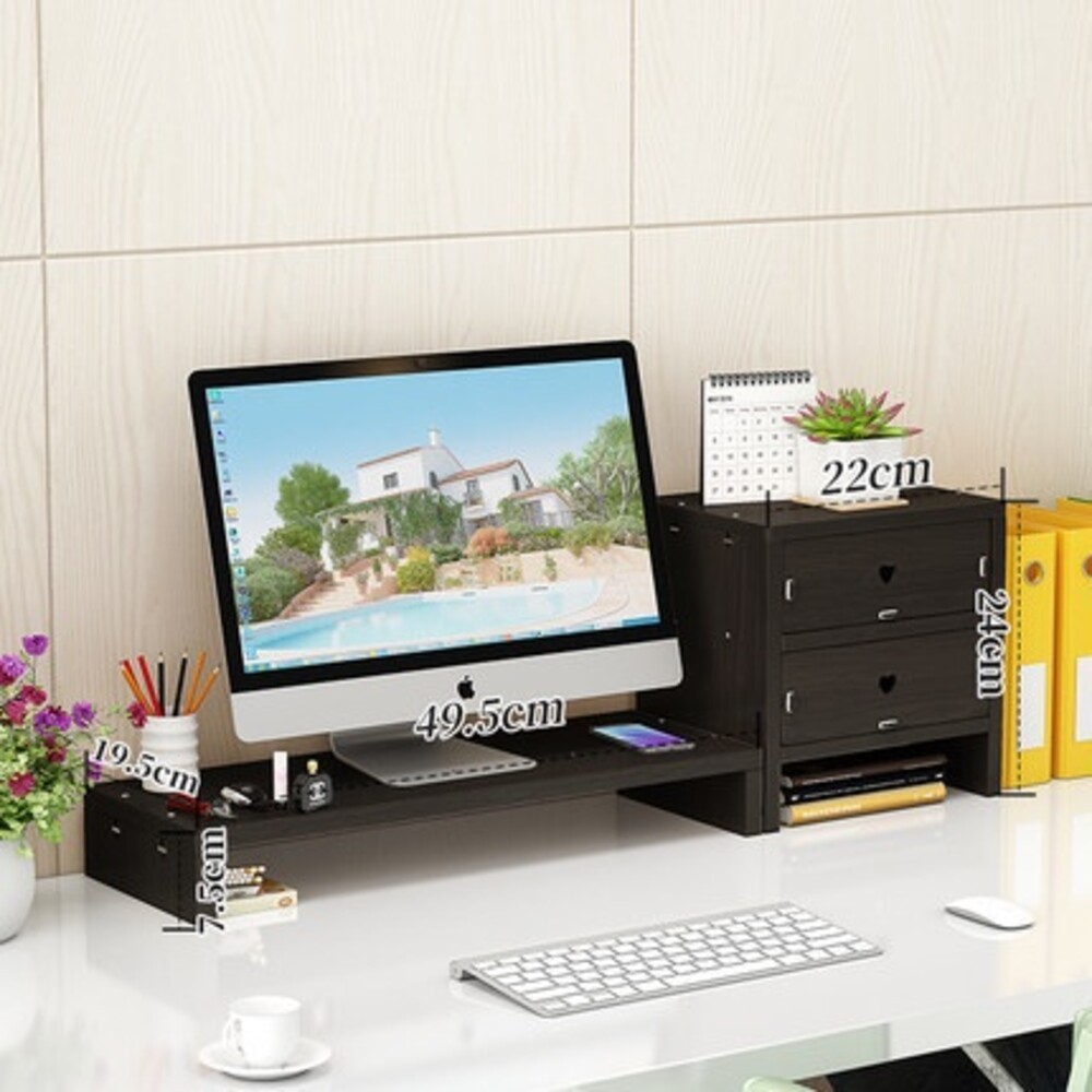 【實體店+發票】木製電腦增高架 螢幕增高收納架 電腦螢幕增高架木頭 送禮-規格圖10