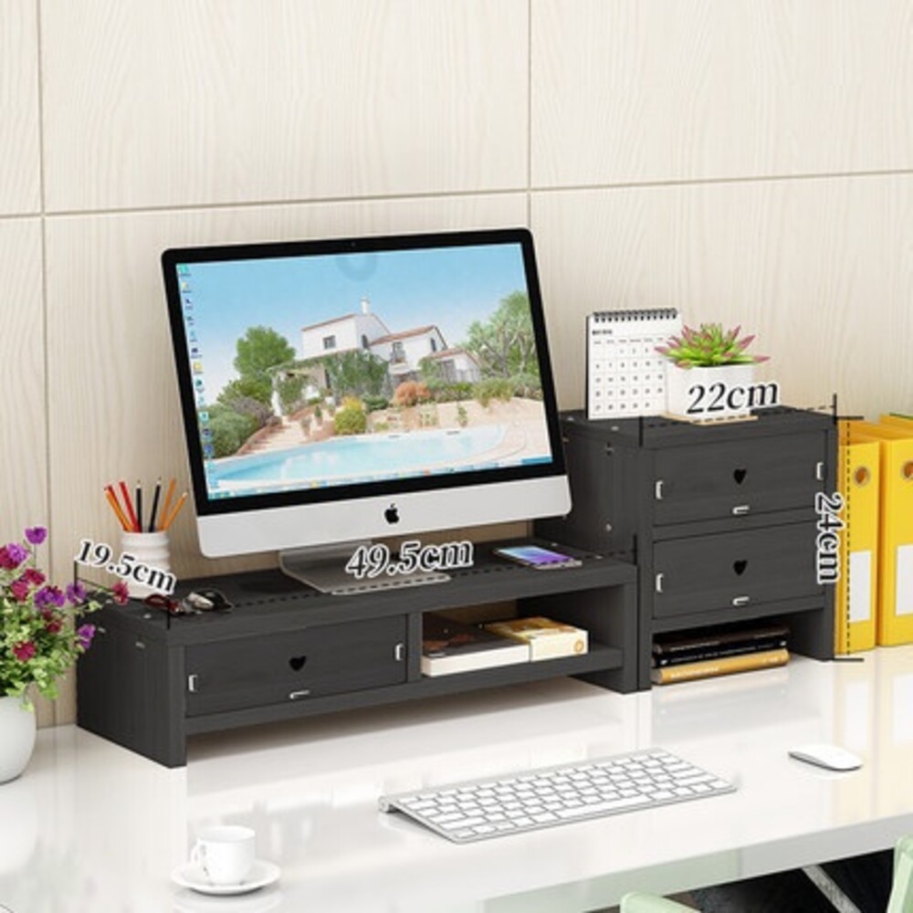 【實體店+發票】木製電腦增高架 螢幕增高收納架 電腦螢幕增高架木頭 送禮-規格圖10