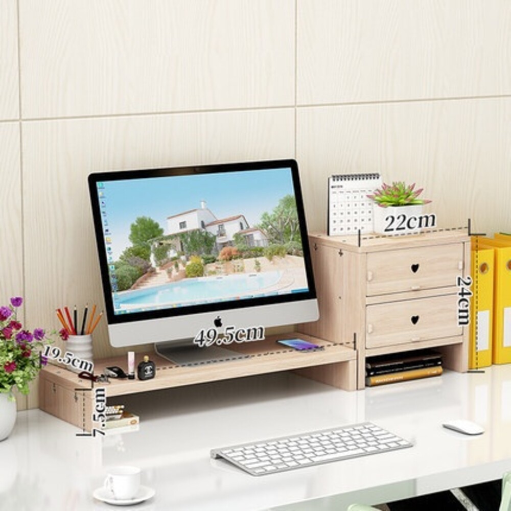 【實體店+發票】木製電腦增高架 螢幕增高收納架 電腦螢幕增高架木頭 送禮-規格圖10