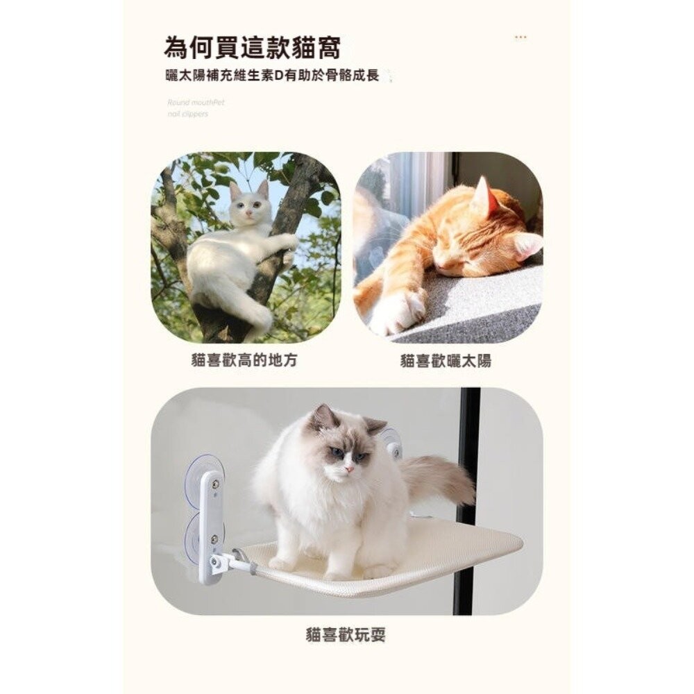 【實體店+發票】貓咪曬太陽吊床 猫吊床 窗戶吸盤掛窩 陽臺猫窩 吸盤式 玻璃 猫床用品-細節圖4