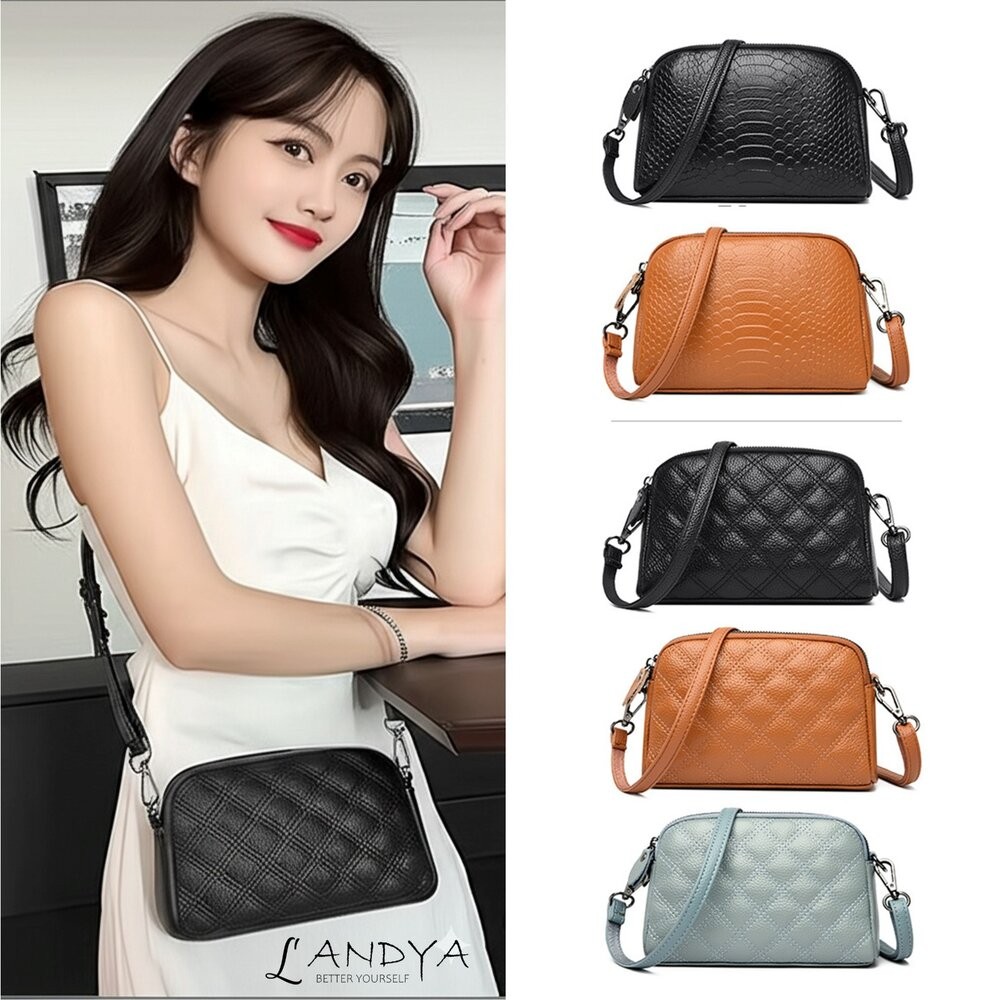 【實體店+發票】時尚真皮多層小方包 時尚百搭 休閒手拿包  頭層牛皮 斜挎包女 送禮-細節圖2