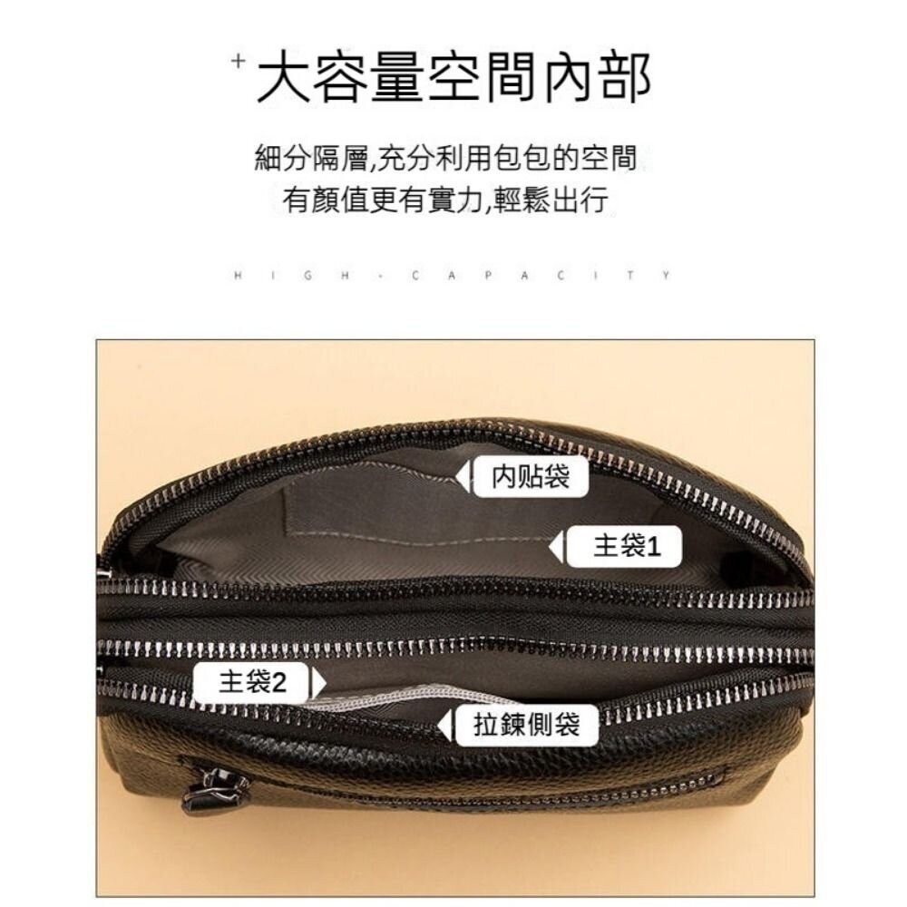 【台北士林*店面】時尚真皮多層小方包 時尚百搭 休閒手拿包  頭層牛皮 斜挎包女 送禮-細節圖8
