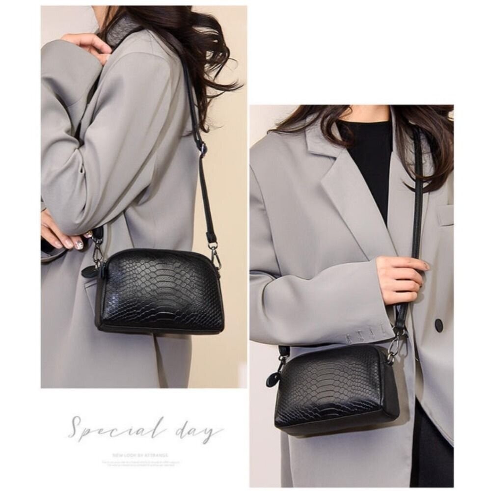 【實體店+發票】個性真皮鱷紋斜背包 斜挎包 小包包 2024新款 單肩小挎包 時尚真皮包 手拿包 送禮-細節圖3