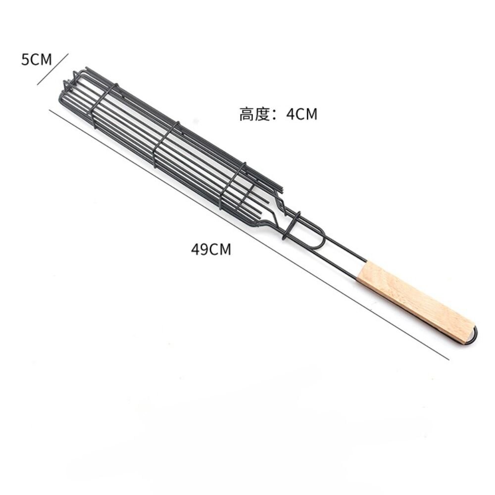【實體店+發票】烤肉專用香腸籃 燒烤網 燒烤籠 烤肉夾網 木柄BBQ烤網燒烤架 送禮-細節圖6