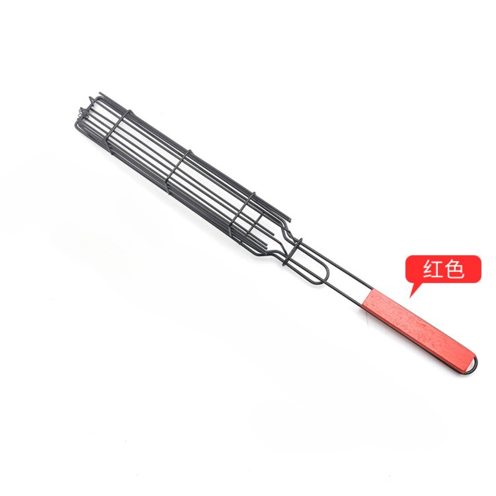 【實體店+發票】烤肉專用香腸籃 燒烤網 燒烤籠 烤肉夾網 木柄BBQ烤網燒烤架 送禮-規格圖7