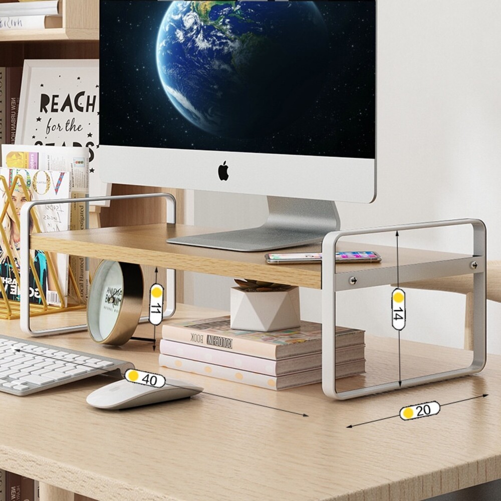 【實體店+發票】桌上型電腦增高架 辦公桌面收納架 桌面置物架 電腦墊高架 桌面收納 置物架 送禮-規格圖6