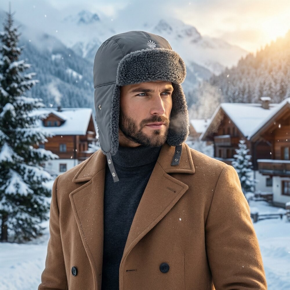 【實體店+發票】羽絨保暖帽 休閒時尚個性 羽絨雷鋒帽 女保暖 羽絨護耳帽 可愛 騎行防寒 飛行員帽子 送禮-細節圖2