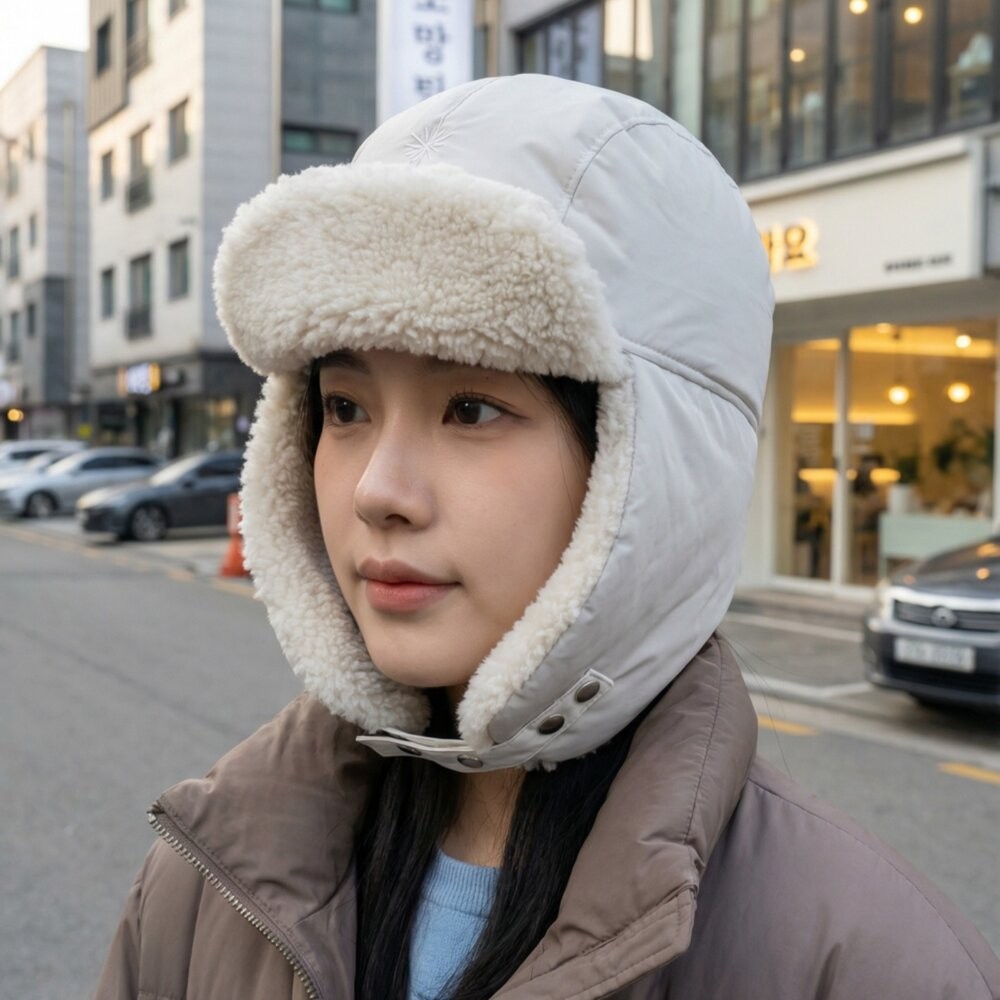 【實體店+發票】羽絨保暖帽 休閒時尚個性 羽絨雷鋒帽 女保暖 羽絨護耳帽 可愛 騎行防寒 飛行員帽子 送禮-細節圖8
