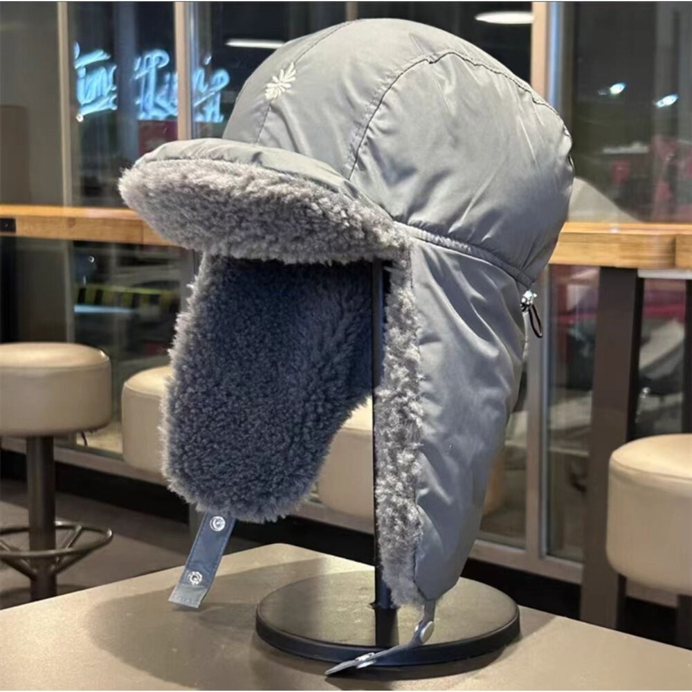 【實體店+發票】羽絨保暖帽 休閒時尚個性 羽絨雷鋒帽 女保暖 羽絨護耳帽 可愛 騎行防寒 飛行員帽子 送禮-細節圖11