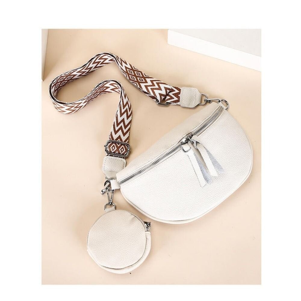 【實體店+發票】1加1真皮時尚半月包 斜背包 胸包 腋下包 單肩包 時尚潮流 寬肩帶 零錢包 送禮-細節圖6