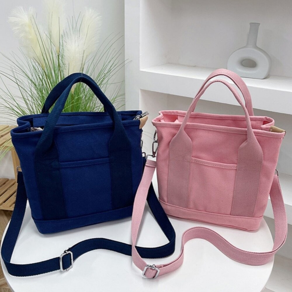 【實體店+發票】日系清新帆布手提斜背包 百搭簡約 春夏新款 帆布包 便當小包 手提袋 手拎女包 大容量包 送禮-細節圖11