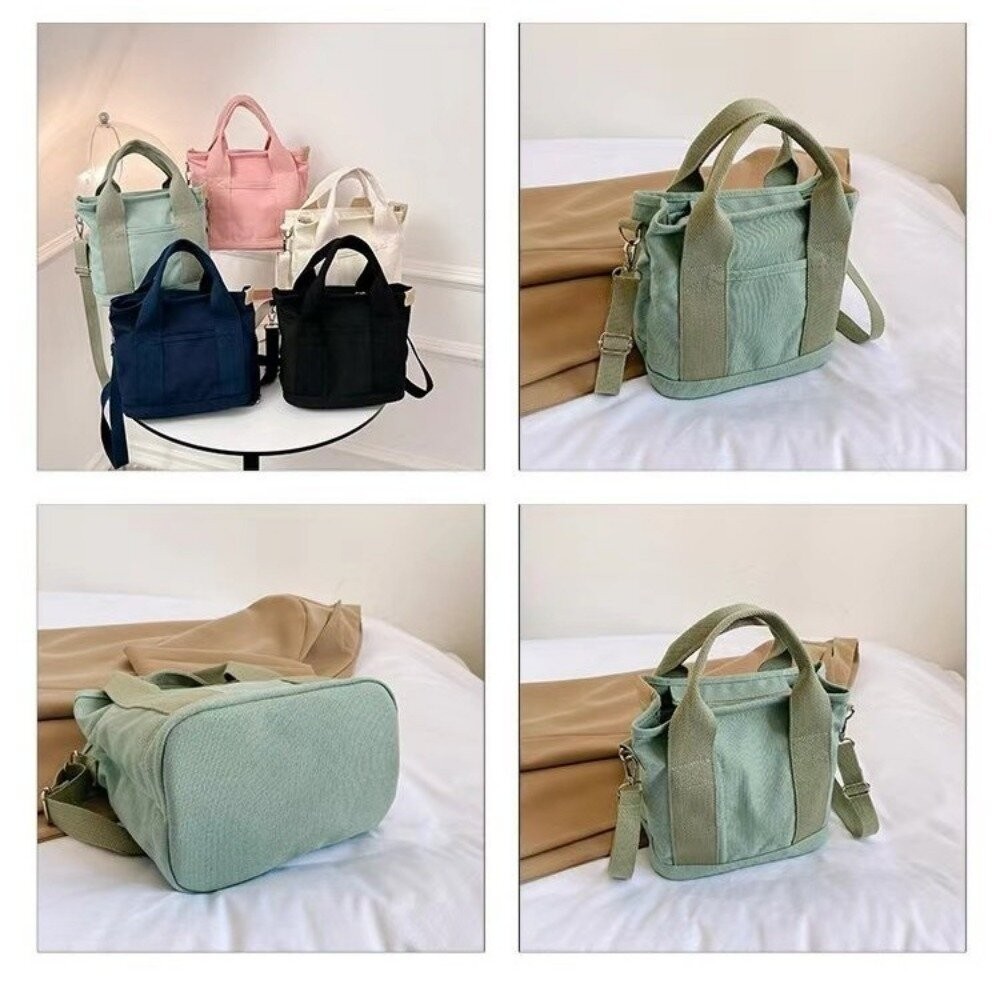 【實體店+發票】日系清新帆布手提斜背包 百搭簡約 春夏新款 帆布包 便當小包 手提袋 手拎女包 大容量包 送禮-細節圖4