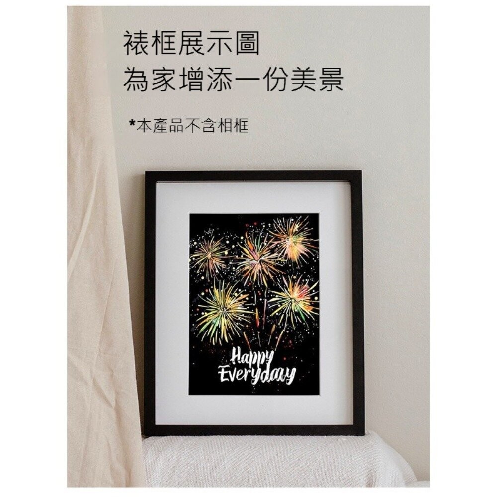 【實體店+發票】炫彩夜光刮畫 躍鹿 DIY手作組 刮刮畫 紓壓療癒 蝴蝶 熱氣球 煙火 創意禮物 居家佈置 成人減壓刮畫-細節圖2