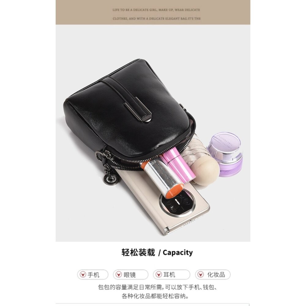 【台北士林*店面】時尚復古油蠟皮單肩小包 貝殼包 手機包 證件包 小包包 通勤包 輕便收納 送禮-細節圖8
