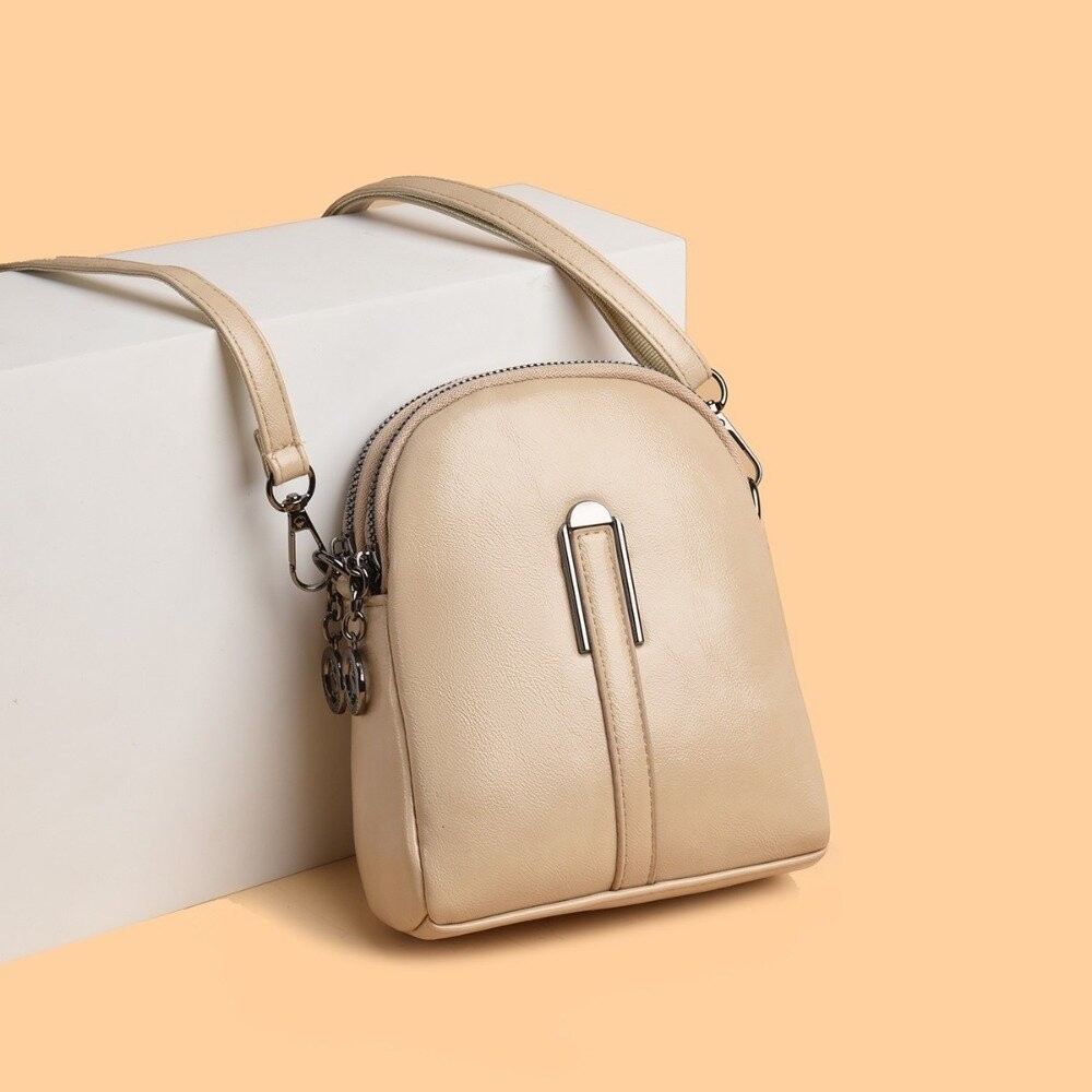 【實體店+發票】時尚復古油蠟皮單肩小包 貝殼包 手機包 證件包 小包包 通勤包 輕便收納 送禮-規格圖10