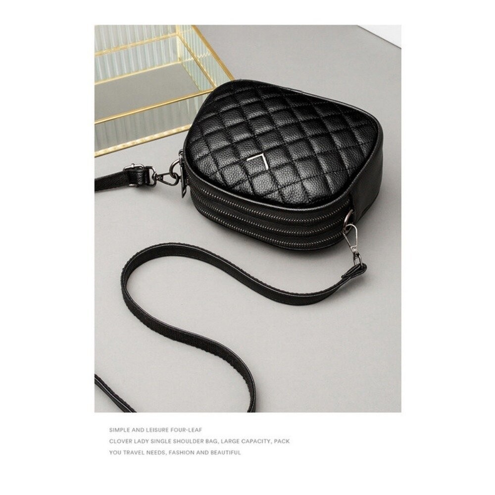 【實體店+發票】小香風真皮菱格紋單肩包 真皮女包  菱格繡線 小香風 大容量 單肩斜挎包 送禮-細節圖8