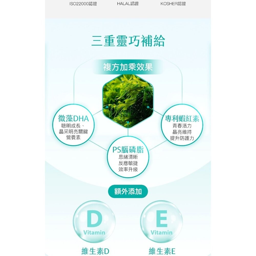【實體店+發票】法國頂級DHA植物藻油 植物DHA無異味 Aicom 艾力康 適合素食者 孕婦 兒童 銀髮族 30粒/盒-細節圖5