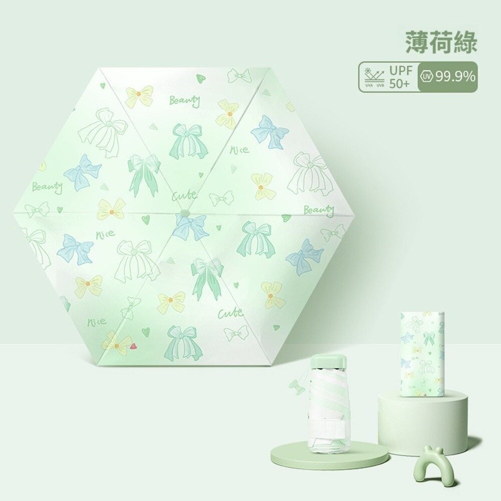 【實體店+發票】清新圖案六折扁迷你傘 防曬傘 折疊口袋傘 便攜遮陽傘 小清新陽傘 旅遊必備雨傘 送禮-規格圖11