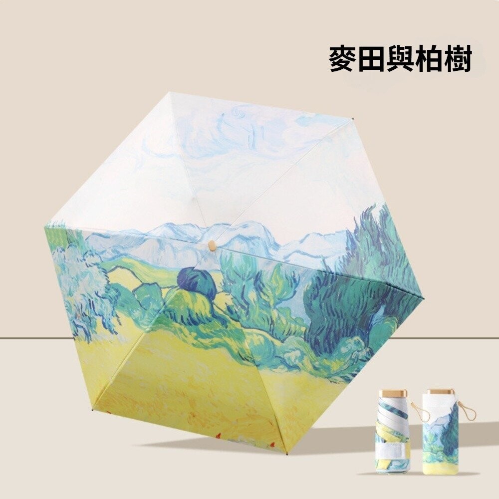 【實體店+發票】清新圖案六折扁迷你傘 防曬傘 折疊口袋傘 便攜遮陽傘 小清新陽傘 旅遊必備雨傘 送禮-規格圖11