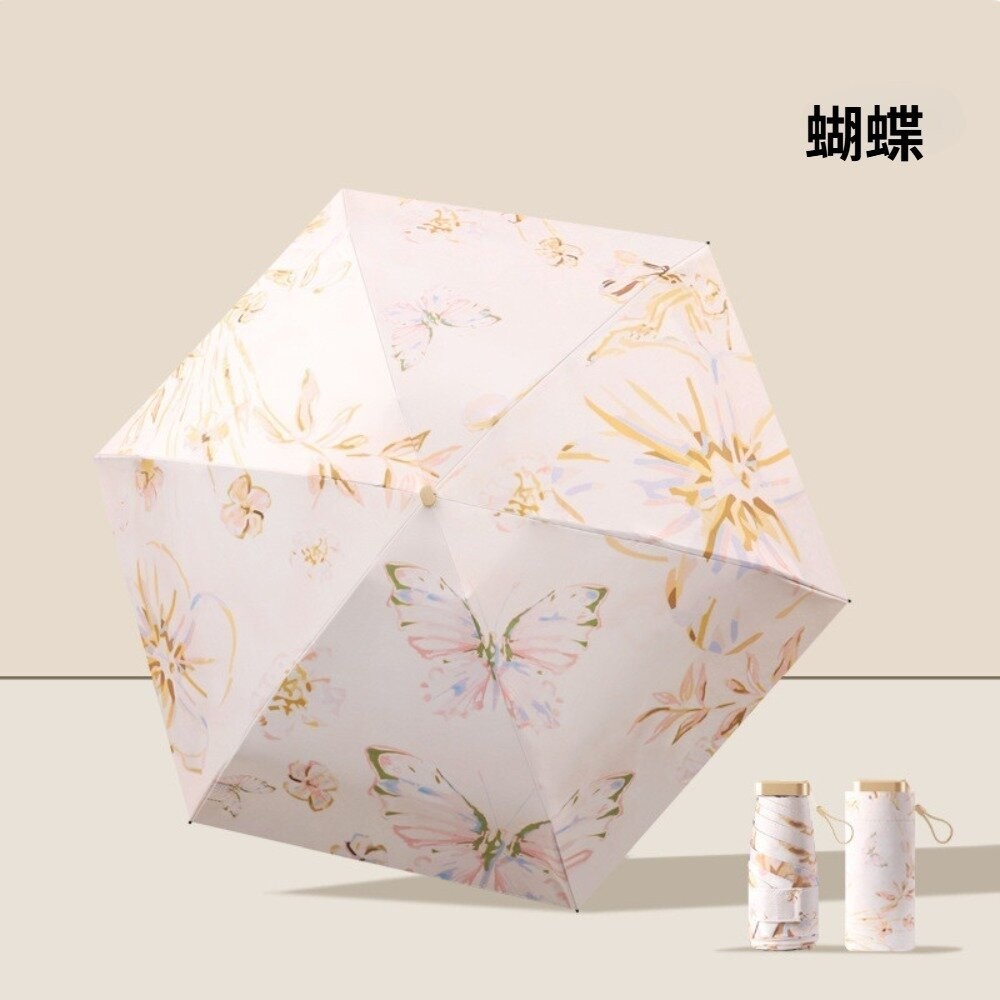 【台北士林*店面】清新圖案六折扁迷你傘 防曬傘 折疊口袋傘 便攜遮陽傘 小清新陽傘 旅遊必備雨傘 送禮-規格圖11