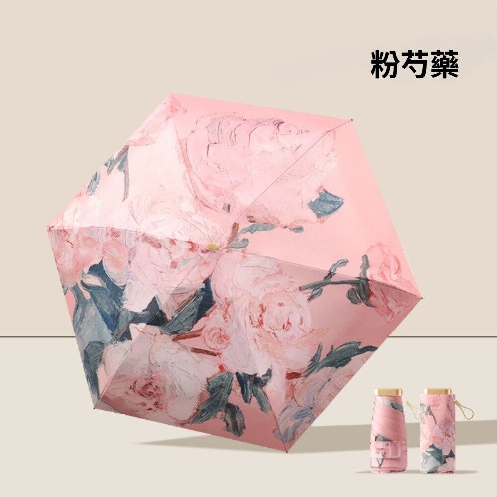 【實體店+發票】清新圖案六折扁迷你傘 防曬傘 折疊口袋傘 便攜遮陽傘 小清新陽傘 旅遊必備雨傘 送禮-規格圖11