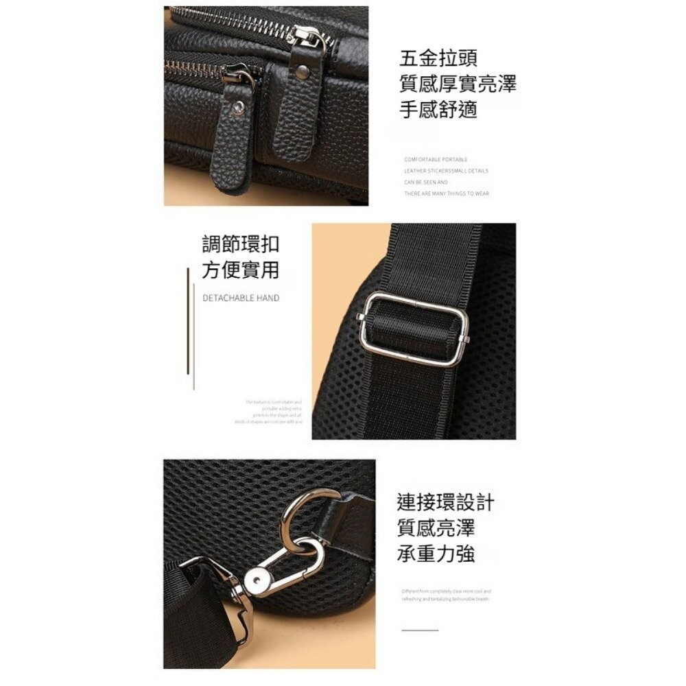 【實體店+發票】真皮男士單肩胸包 男士胸包 2025新款 韓版 休閒 牛皮 斜挎包 潮流 百搭 送禮-細節圖8