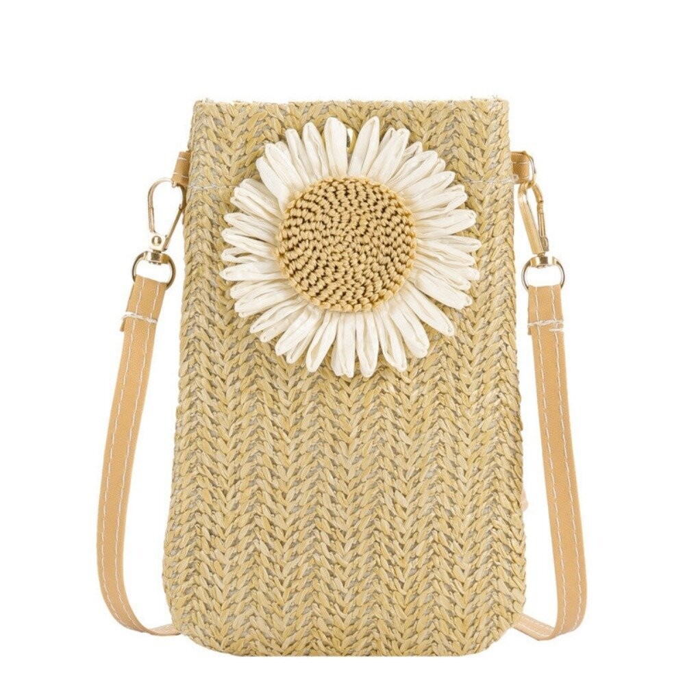 【實體店+發票】文青草編手機包 草編包包 女包 手機包 新款 環保 森系 休閒包 古風 單肩斜挎 送禮-細節圖6