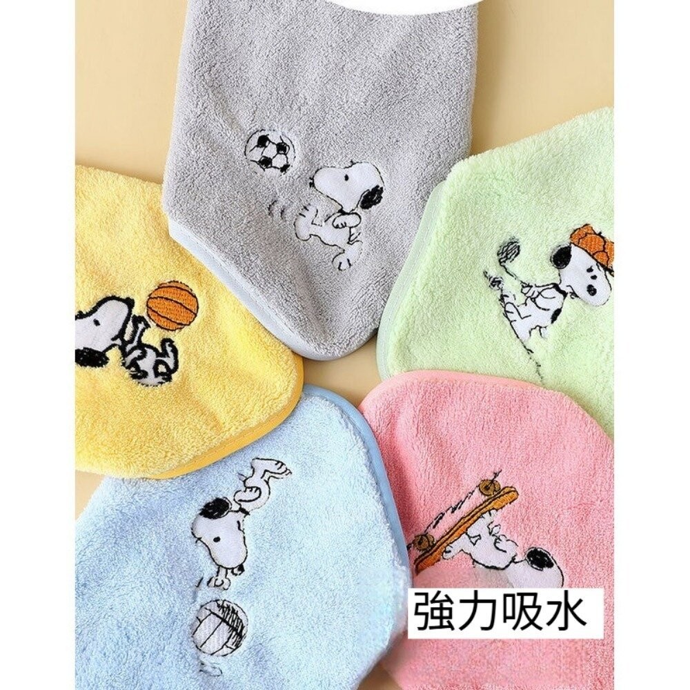 【台北士林*店面】史努比珊瑚絨速乾小方巾（5入禮盒）史努比 珊瑚絨 兒童 家用 吸水速乾 方巾 可愛卡通 柔軟親膚 毛巾-細節圖9