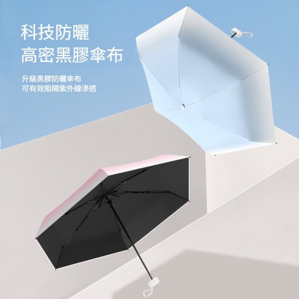 【台北士林*店面】時尚漸層迷你口袋傘 六折漸變色雨傘 折疊傘 防曬傘 黑膠傘 晴雨兩用 加固加厚 送禮-細節圖7