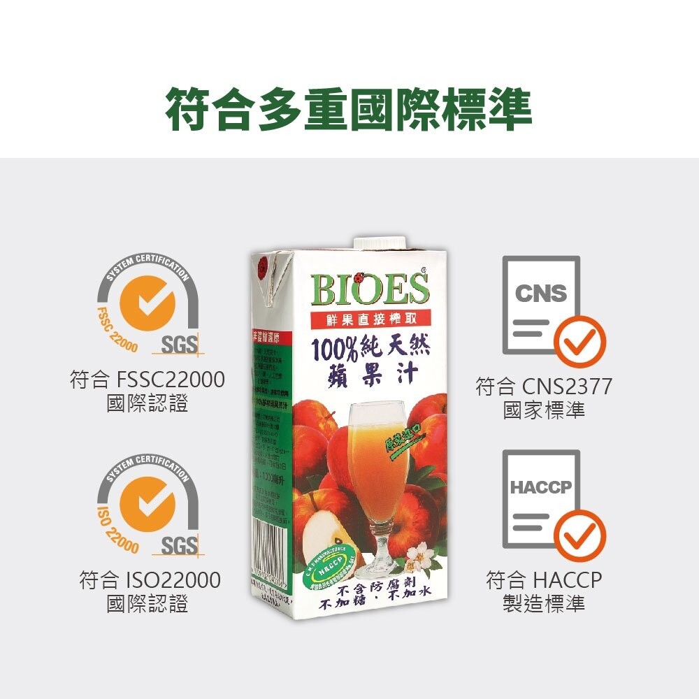 【實體店+發票】【囍瑞BIOES】純天然蘋果原汁 100%鮮榨果汁 健康飲品 隨身瓶200ml 24入/箱 送禮-細節圖3