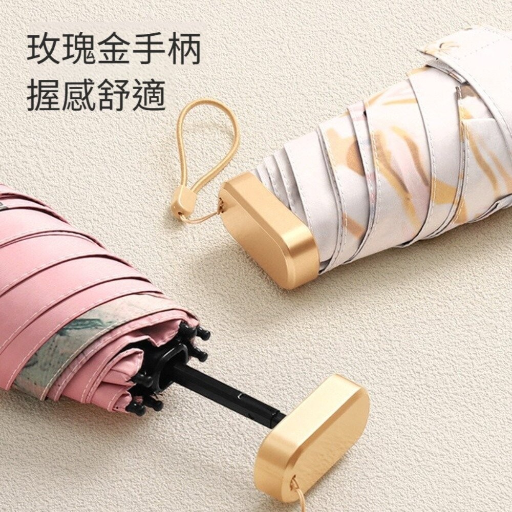 【實體店+發票】自然彩繪迷你口袋傘 迷你油畫傘 五摺傘 晴雨傘 防曬黑膠傘 輕量傘 抗風傘 掌心傘 送禮-細節圖6