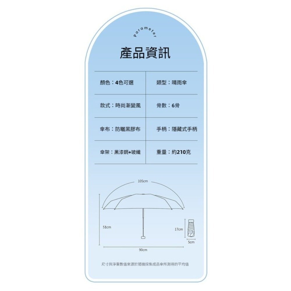 【台北士林*店面】魔術藏手柄五折傘 MINI 漸變晴雨兩用傘 防曬傘 輕巧便攜 魔術手柄 防風傘 防紫外線 送禮-細節圖5