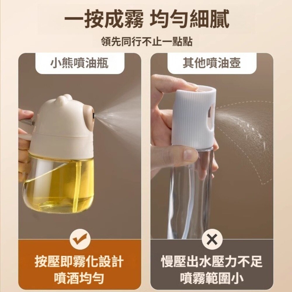 【實體店+發票】噴倒兩用玻璃噴油瓶 小熊噴油瓶 廚房用品 定量控油 健康飲食 輕食控油 噴霧均勻 防漏設計 送禮-細節圖2
