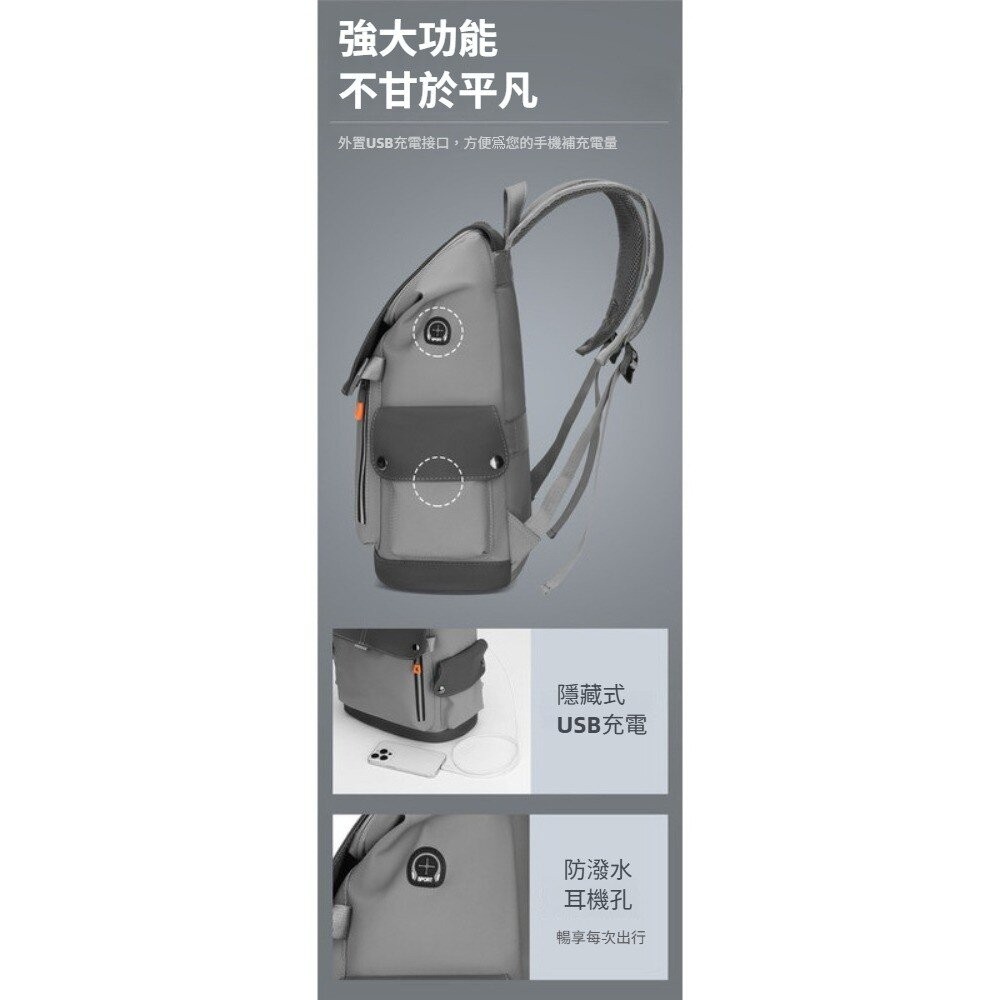 【實體店+發票】潮男防水大容量雙肩包 大容量防潑水後背包 電腦背包 旅行背包 休閒背包 學生背包 上班族 送禮-細節圖9