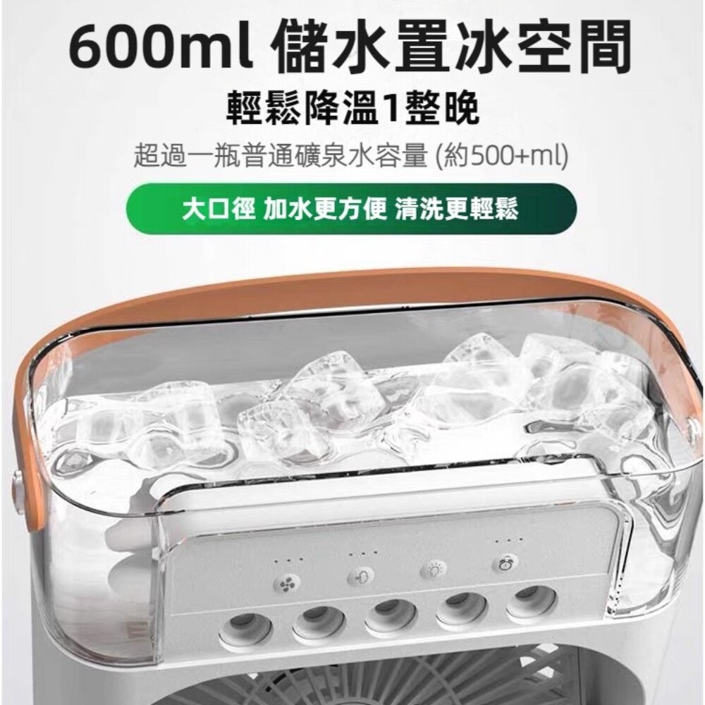 【台北士林*店面】USB薄型噴霧水冷扇 家用桌面水冷扇 噴霧加濕風扇 五大噴頭 露營夜燈風扇 插電款 送禮-細節圖4