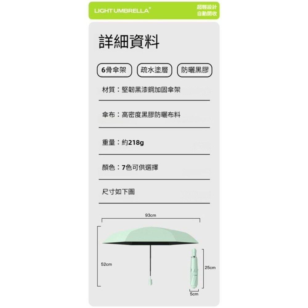 【實體店+發票】三折超輕自動傘 超輕六骨自動傘 雨傘雨具 防曬傘 抗uv傘 多巴胺 自動開收 超輕設計 送禮-細節圖4