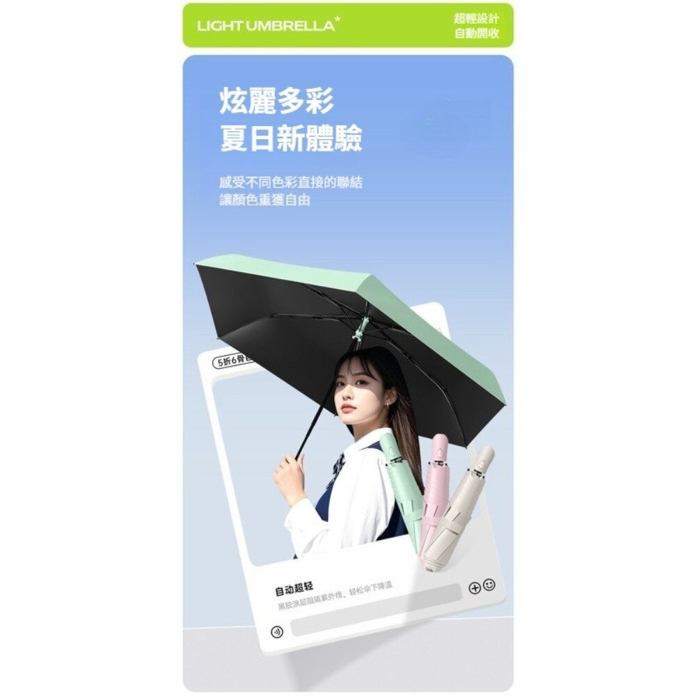 【台北士林*店面】三折超輕自動傘 超輕六骨自動傘 雨傘雨具 防曬傘 抗uv傘 多巴胺 自動開收 超輕設計 送禮-細節圖8