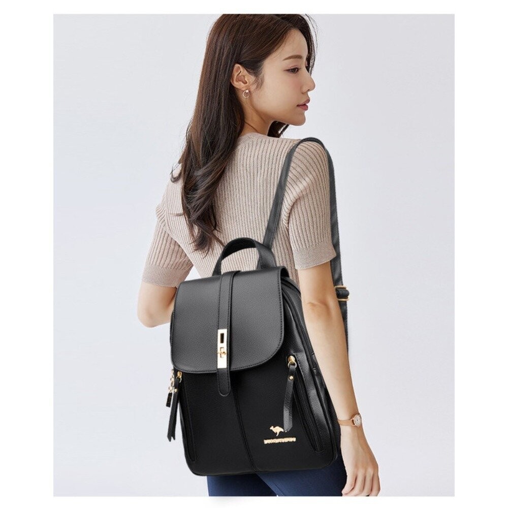 【實體店+發票】韓版時尚荔枝紋雙肩包 多功能時尚背包 容量實力派 防潑水耐磨 單肩手提雙肩三用 禮物 送禮 送禮-細節圖2