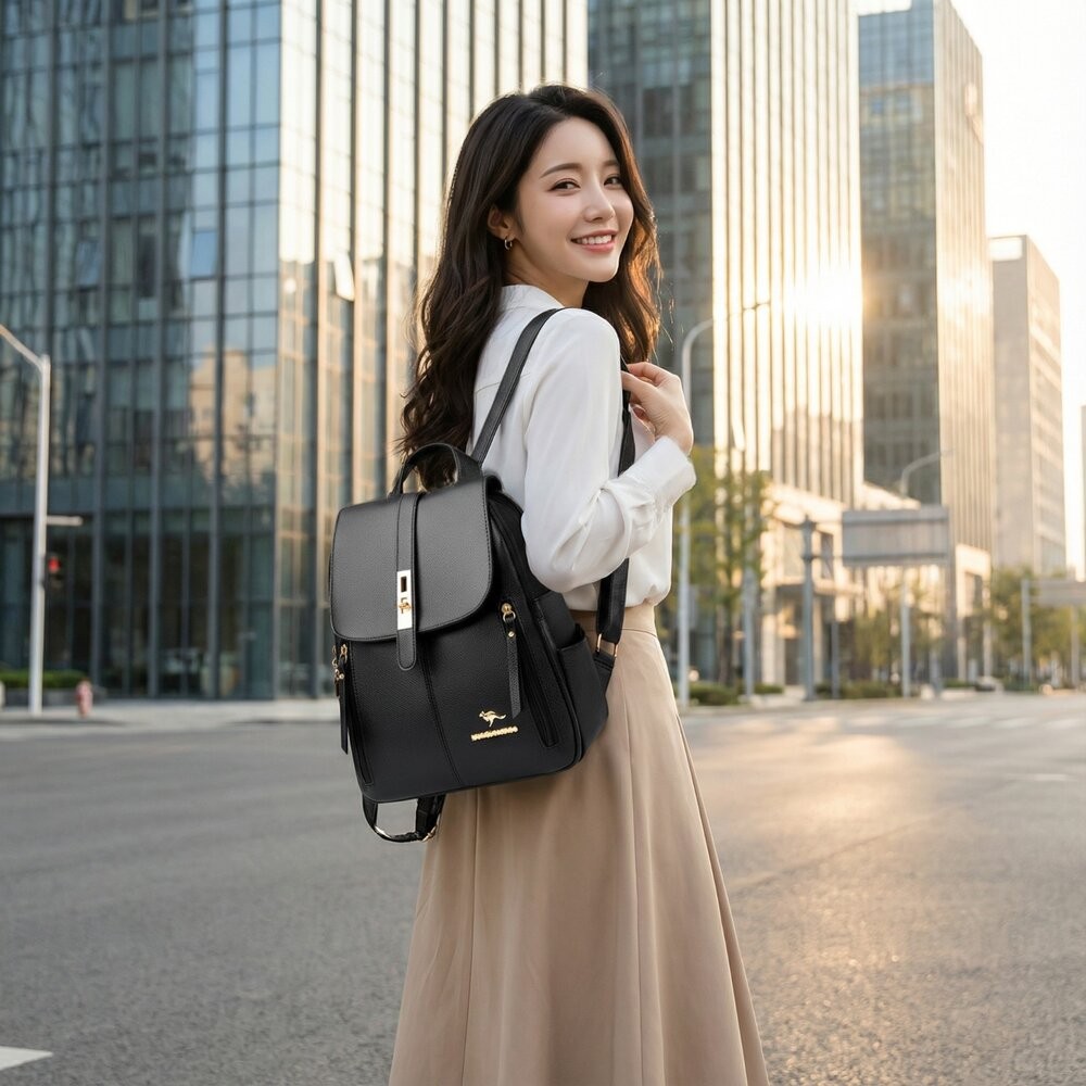 【實體店+發票】韓版時尚荔枝紋雙肩包 多功能時尚背包 容量實力派 防潑水耐磨 單肩手提雙肩三用 禮物 送禮 送禮-細節圖3