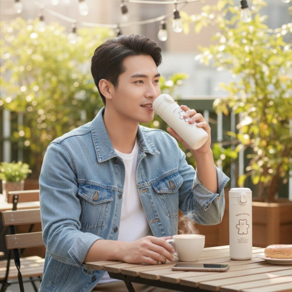 【實體店+發票】韓風小熊造型保溫瓶 可愛圖案保溫瓶 水瓶 保溫瓶 簡約小熊保溫杯 禮物 送禮-細節圖9